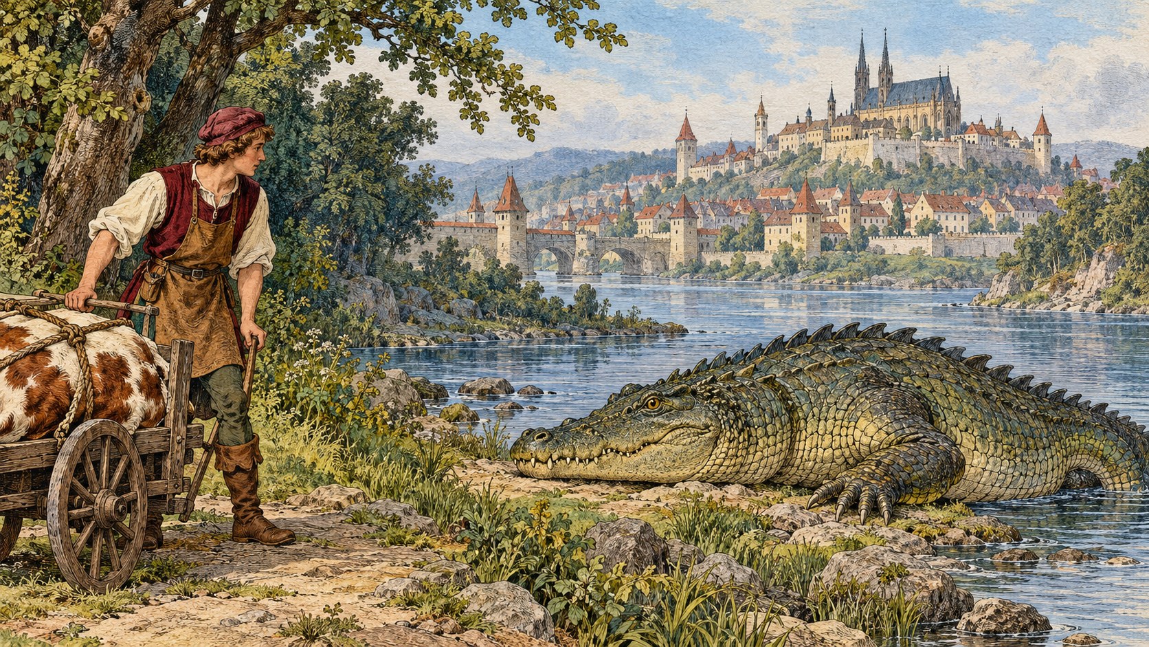 Ilustrace k příběhu Brněnský drak: nestvůru nezastavil meč, ale řeznický nápad